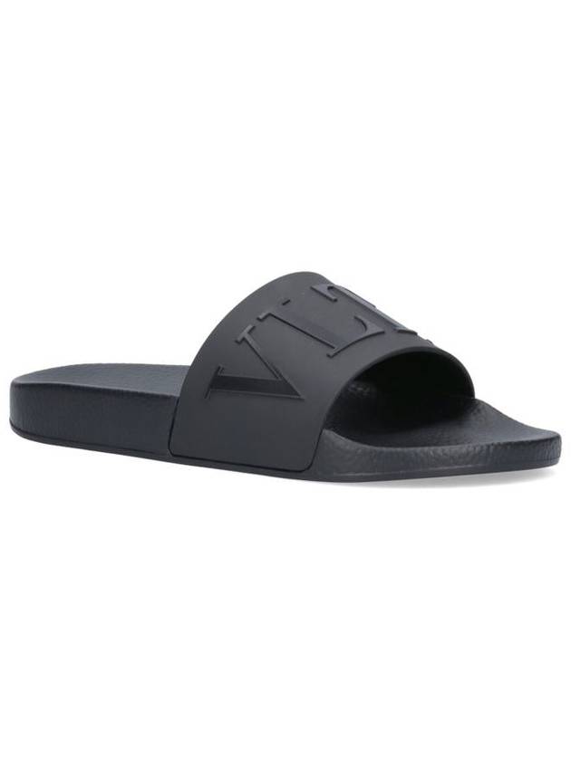 V Logo Slippers Black - VALENTINO - BALAAN 3