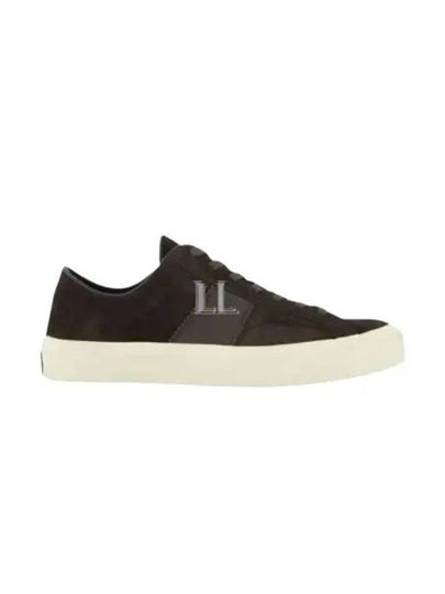 Logo Detail Suede Low Top Sneakers Brown - TOM FORD - BALAAN 2