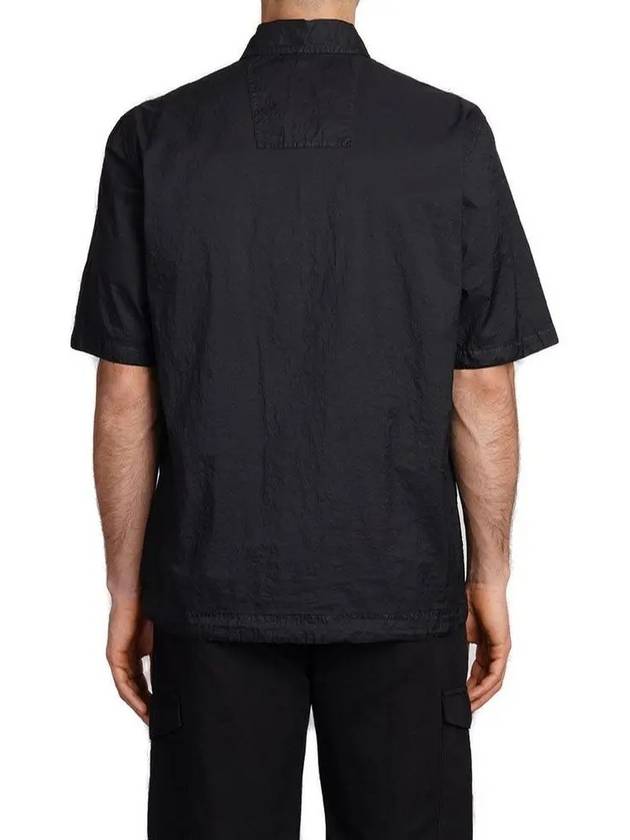 Microweave Laminated Lettering Logo Short Sleeve Shirt Black - CP COMPANY - BALAAN 3