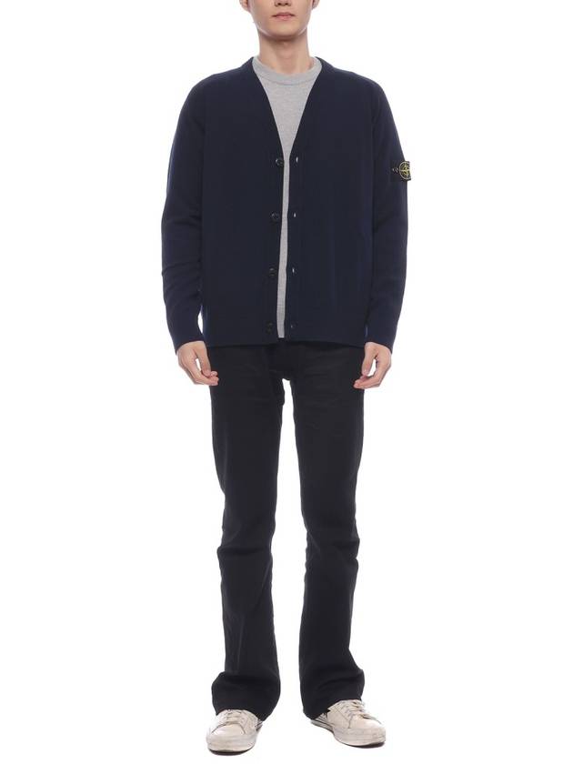 Wappen Patch V-Neck Cardigan Navy - STONE ISLAND - BALAAN 4