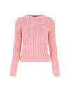 Embroidered Logo Pony Cable Knit Top Pink - POLO RALPH LAUREN - BALAAN 2