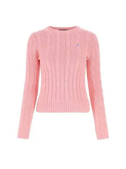 Embroidered Logo Pony Cable Knit Top Pink - POLO RALPH LAUREN - BALAAN 2