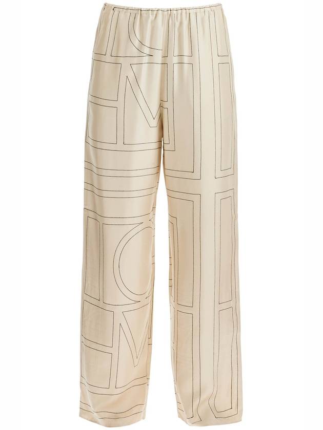 Silk Monogram Print Pyjamas Straight Pants Ivory - TOTEME - BALAAN 2