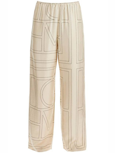 Silk Monogram Print Pyjamas Straight Pants Ivory - TOTEME - BALAAN 2