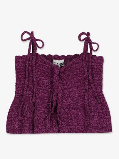 Crochet Velvet Peplum Sleeveless Purple - GANNI - BALAAN 2