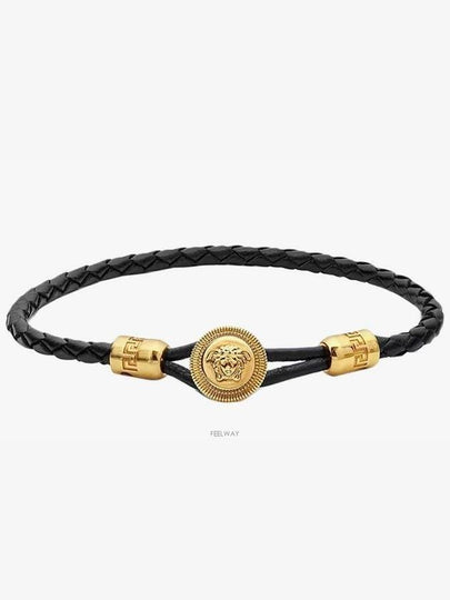 Medusa Biggie Leather Bracelet Black - VERSACE - BALAAN 2