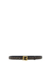 FF Square Stud Buckle Leather Belt Brown - FENDI - BALAAN 3