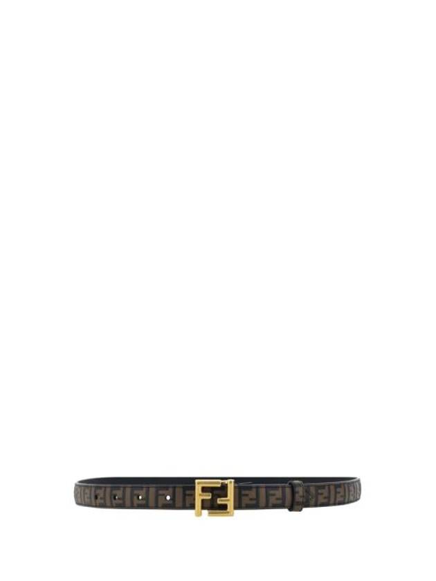 FF Square Stud Buckle Leather Belt Brown - FENDI - BALAAN 3