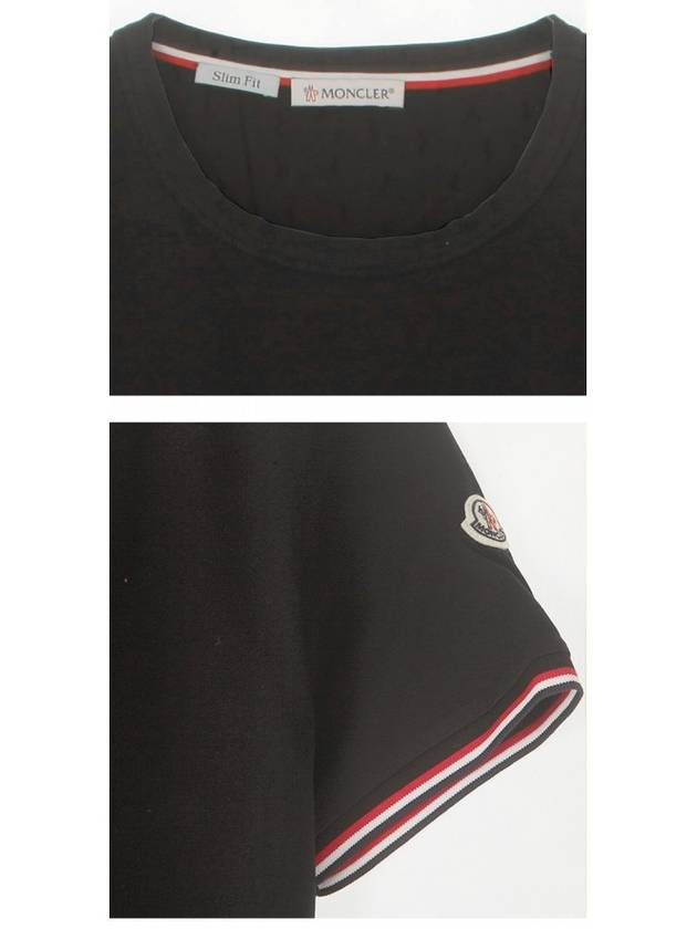 Men's Arm Logo Round Short Sleeve T-Shirt Black - MONCLER - BALAAN.