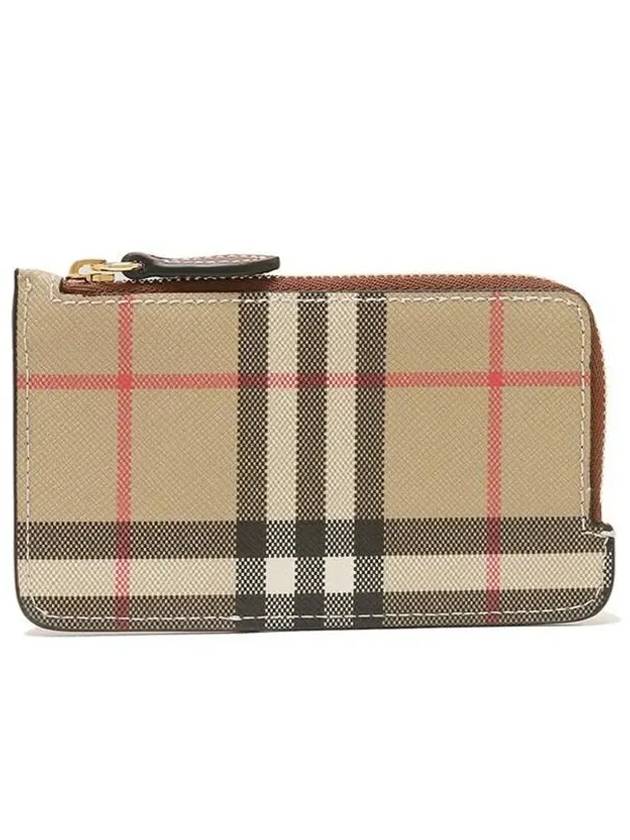 Vintage Check Leather Zipped Card Wallet Beige - BURBERRY - BALAAN 2