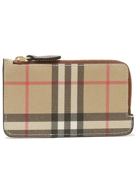 Vintage Check Leather Zipped Card Wallet - BURBERRY - BALAAN.