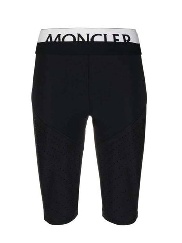 Women's Logo Jacquard Jersey Cycling Shorts Black - MONCLER - BALAAN.