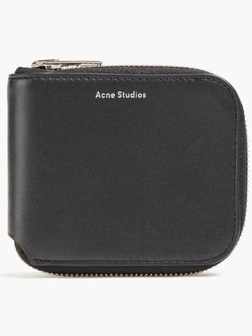 Women s Logo Zipper Travel Leather Card Wallet Black - ACNE STUDIOS - BALAAN 1