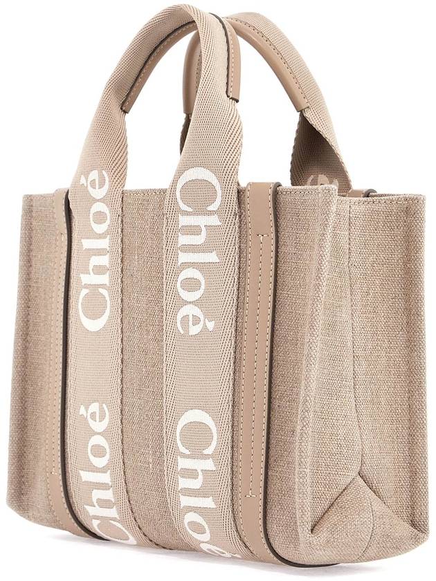 Woody Small Tote Bag Beige Linen - CHLOE - BALAAN 3