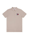 Tommy Jeans Badge Cotton Polo Shirt Beige - TOMMY HILFIGER - BALAAN 1