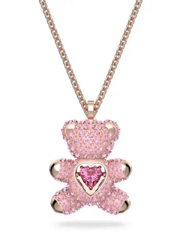 Teddy Heart Pentant Necklace Pink Rose Gold - SWAROVSKI - BALAAN 2