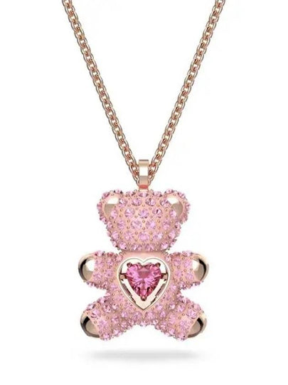 Teddy Heart Pentant Necklace Pink Rose Gold - SWAROVSKI - BALAAN 2