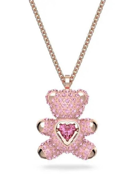 Teddy Heart Pentant Necklace Pink Rose Gold - SWAROVSKI - BALAAN 2