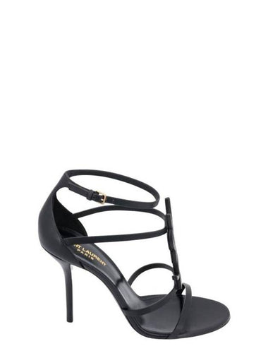 Cassandra Smooth Leather Sandals Heel Black - SAINT LAURENT - BALAAN 1