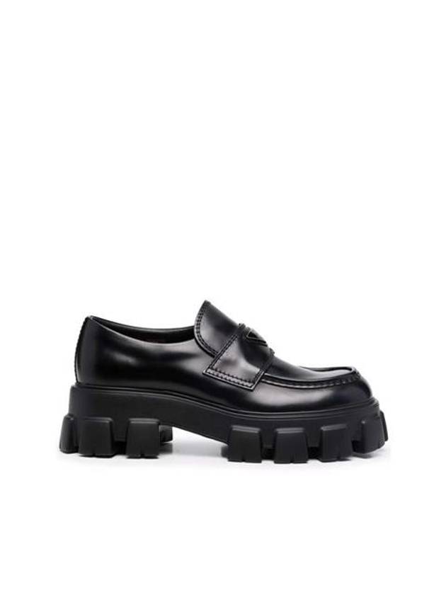 Monolith Brushed Leather Loafers Black - PRADA - BALAAN 3