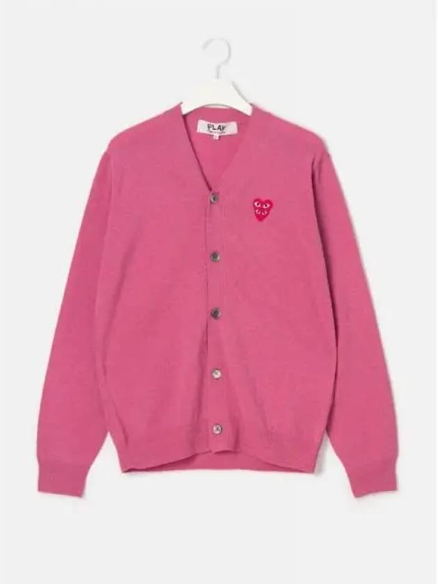 Men s Double Red Heart Waffen Spring Fall Cardigan Pink Domestic Product GM0023011345021 - COMME DES GARCONS PLAY - BALAAN 1