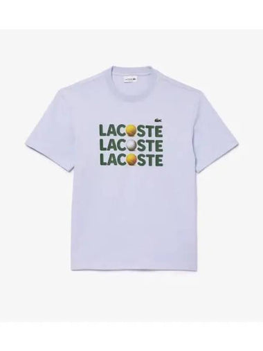 Men s Heavy Jersey Lettering Ball Graphic T Shirt Light Blue - LACOSTE - BALAAN 1