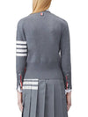 Milano Stitch 4 Bar Classic V Neck Fine Merino Wool Cardigan Medium Grey - THOM BROWNE - BALAAN 4