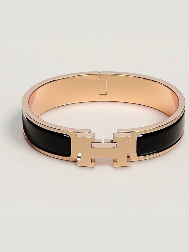 Clic H Bracelet Rose Gold Noir - HERMES - BALAAN 2