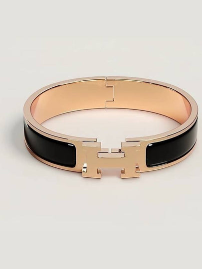 Clic H Bracelet Rose Gold Noir - HERMES - BALAAN 2