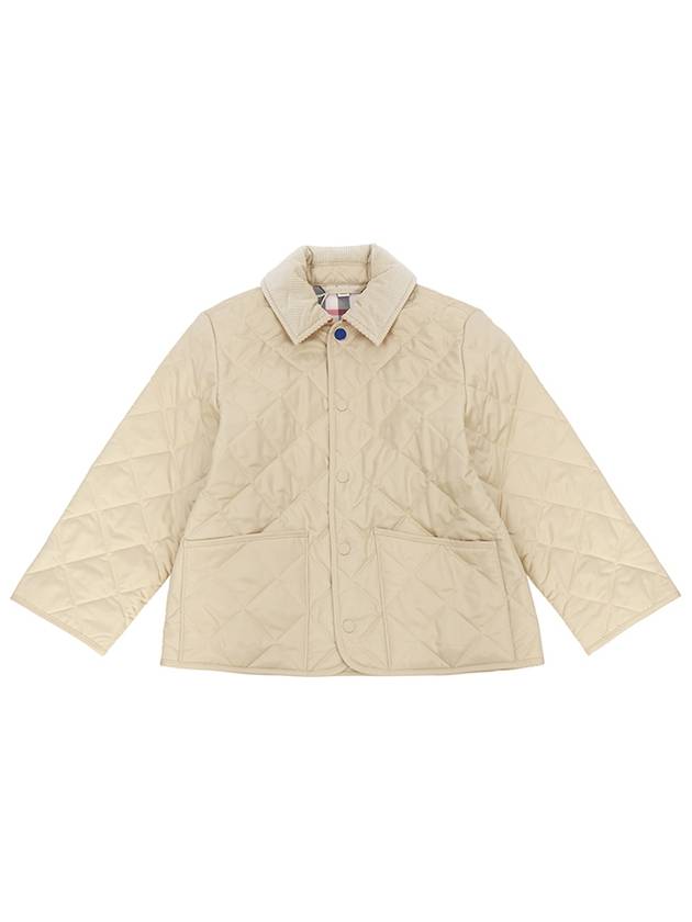 Kids Corduroy Collar Diamond Quilted Jacket Beige - BURBERRY - BALAAN 4