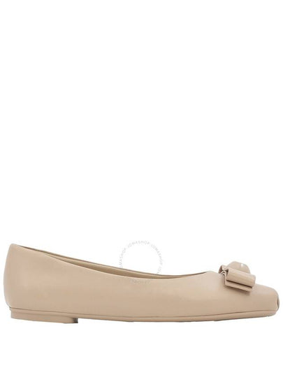 Vara Bow Metallic Leather Flats Beige - SALVATORE FERRAGAMO - BALAAN 2