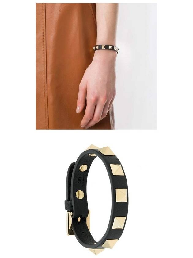 Rockstud Leather Bracelet Black - VALENTINO - BALAAN 6