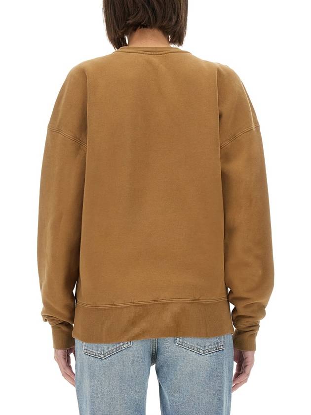 Crew Neck Sweatshirt Dark Beige - SAINT LAURENT - BALAAN 4