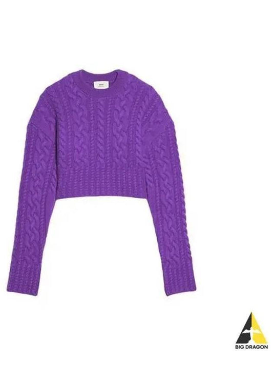 Cable crop knit purple FKS051 017 - AMI - BALAAN 1