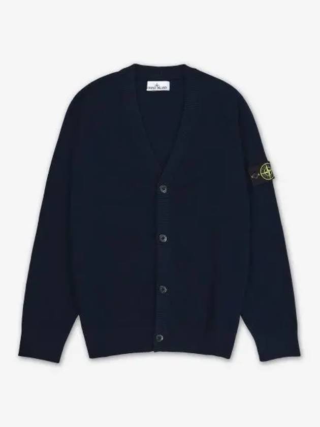 Wappen Patch V-Neck Cardigan Navy - STONE ISLAND - BALAAN 2