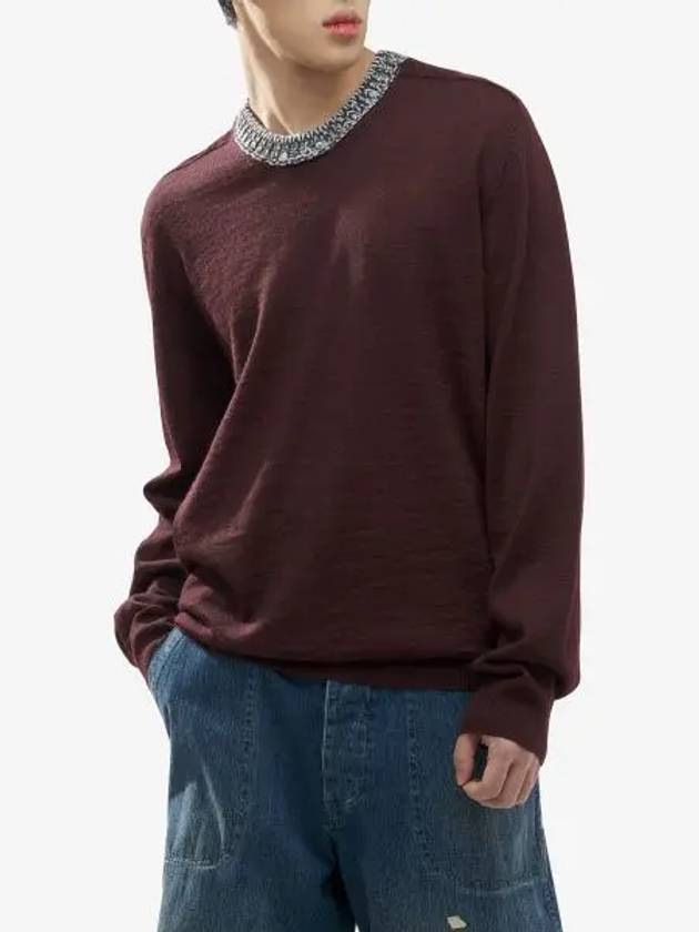 Contrast Collar Wool Knit Top Bordeaux - MAISON MARGIELA - BALAAN 1