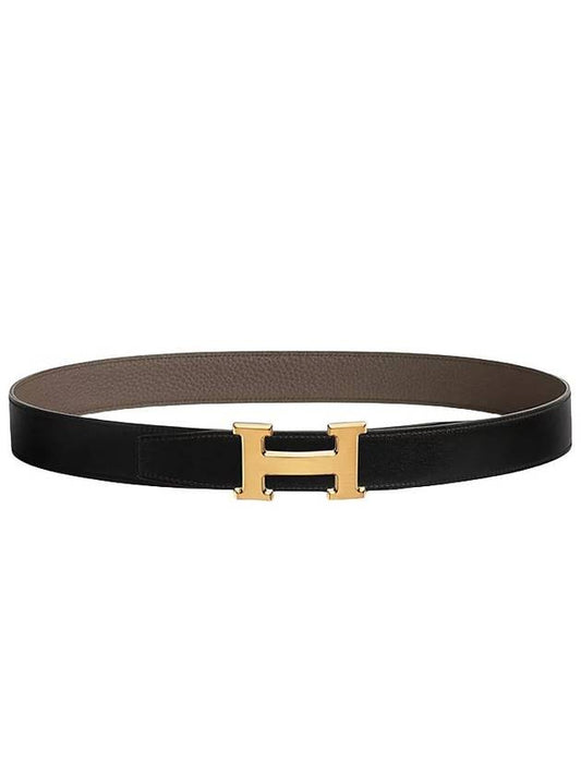 H Buckle Reversible 32mm Leather Noir Etain - HERMES - BALAAN 2