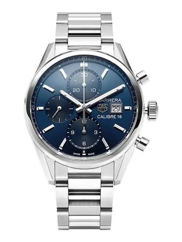 Carrera Automatic Chronograph Watch Silver Blue - TAG HEUER - BALAAN 1