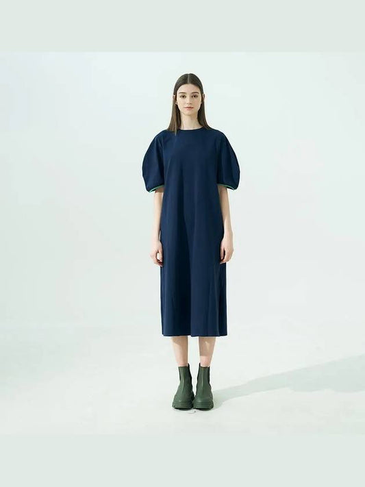 Women's Volume Sleeve Long One-Piece Navy - VOYONN - BALAAN 2