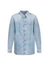 Embroidered Logo Denim Long Sleeve Shirt Light Blue - DIESEL - BALAAN 2