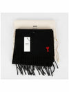 Small Heart Logo Classic Wool Scarf Black - AMI - BALAAN 7