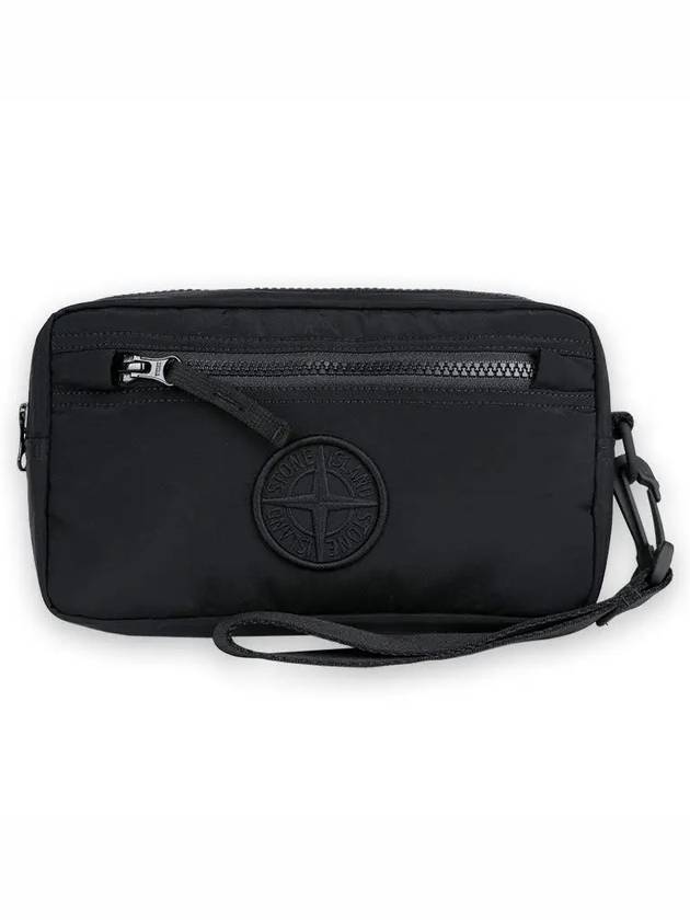 Embroidered Logo Nylon Metal Strap Pouch Bag Black - STONE ISLAND - BALAAN 2