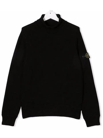 Kids Wappen Turtleneck Knit Black 7516504A2 V0029 - STONE ISLAND - BALAAN 1