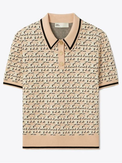 Logo Jacquard Polo Shirt Apricot Blush - TORY BURCH - BALAAN 2