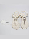 CC Logo Classic Chain Strap Thongs Lambskin Sandals Ivory - CHANEL - BALAAN 3