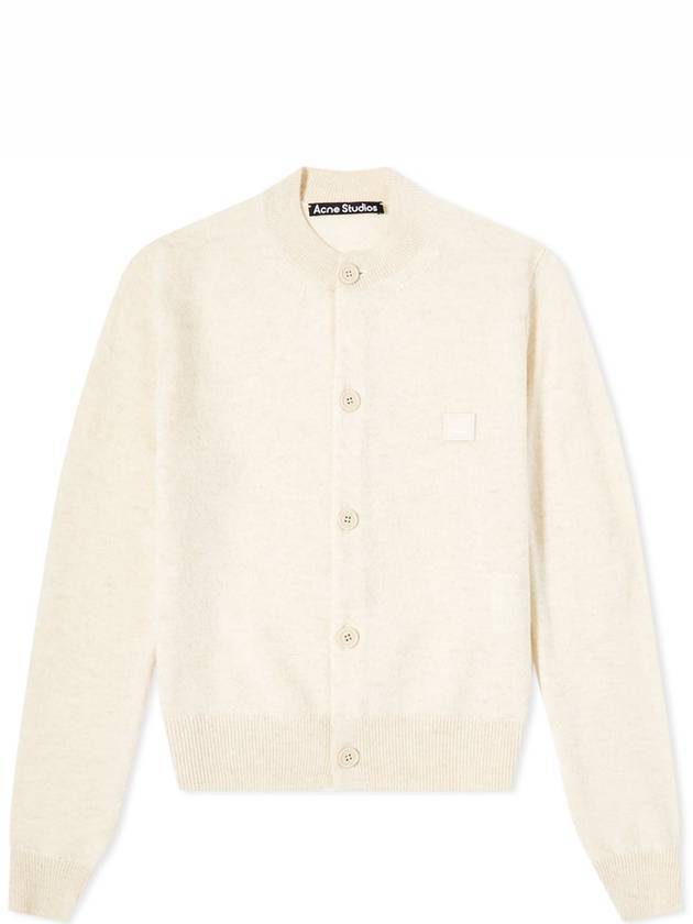 Studios Face Logo Patch Cardigan White - ACNE STUDIOS - BALAAN.