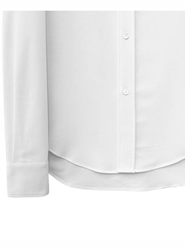 Button Down Boxy Fit Oxford Long Sleeve Shirt Natural White - AMI - BALAAN 4