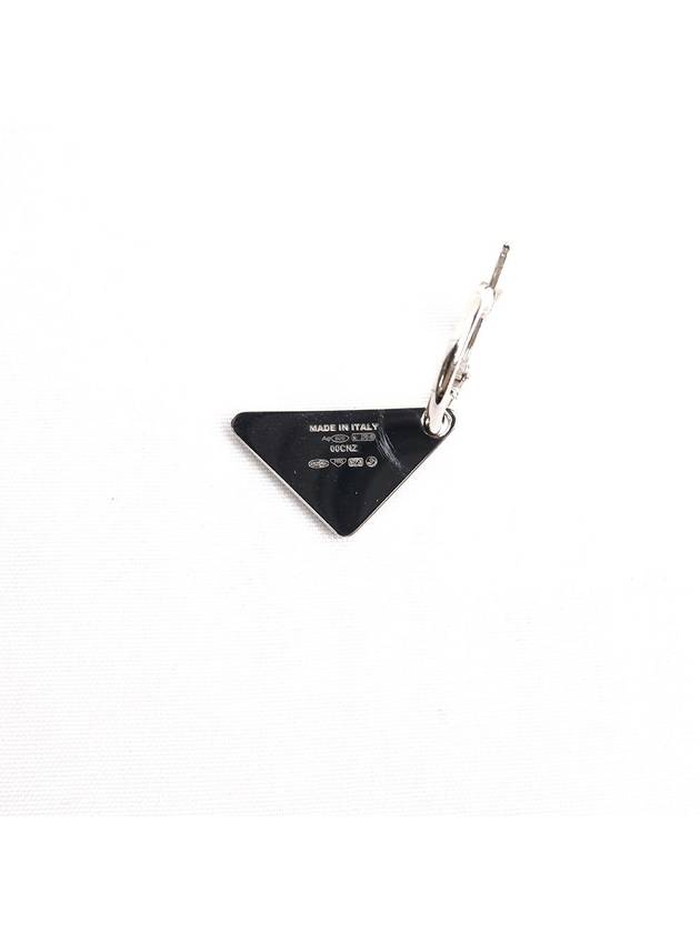 Triangle Logo Pendant Silver Earrings Black - PRADA - BALAAN 3