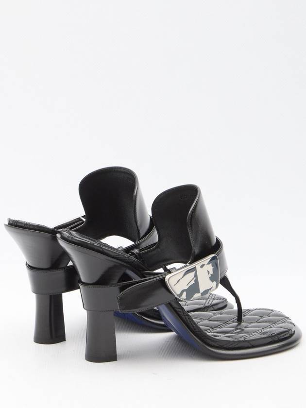 Bay Leather Sandal Heels Black - BURBERRY - BALAAN 4