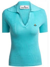 Marina Polo Knit Top Blue - VIVIENNE WESTWOOD - BALAAN 2